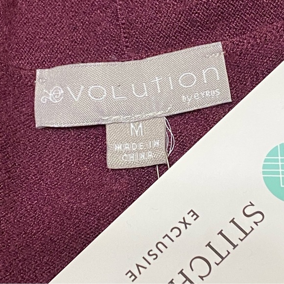 Evolution by Cyrus Burgundy Open Cardigan Button Sleeve NWT Size Medium - Picture 5 of 8